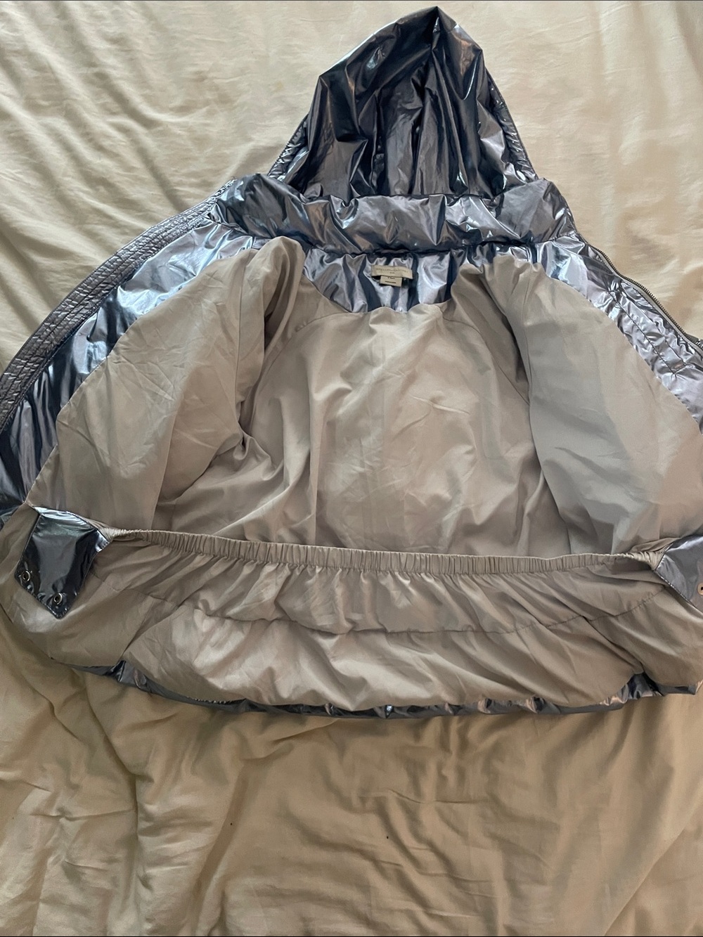Stella McCartney Kids Metallic Blue Hooded Puffer Jacket - Picture 4 of 4